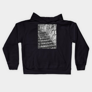 Autumn mood - old stairs, digital painting Kids Hoodie